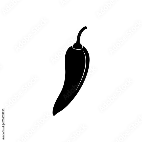 chili pepper icon black silhouette vector illustration on transparent background