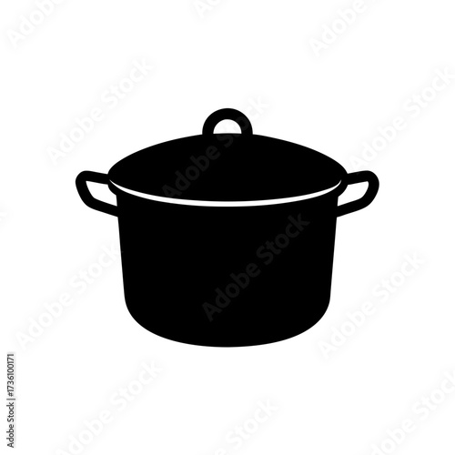 cooking pot icon black silhouette vector illustration on transparent background