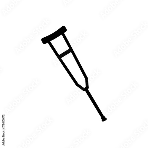 crutch icon black silhouette vector illustration on transparent background