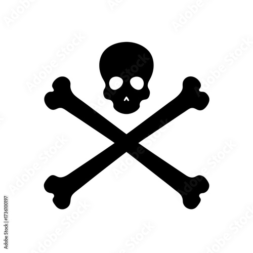 crossbones icon black silhouette vector illustration on transparent background