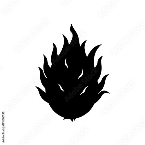 dragon fruit icon black silhouette vector illustration on transparent background