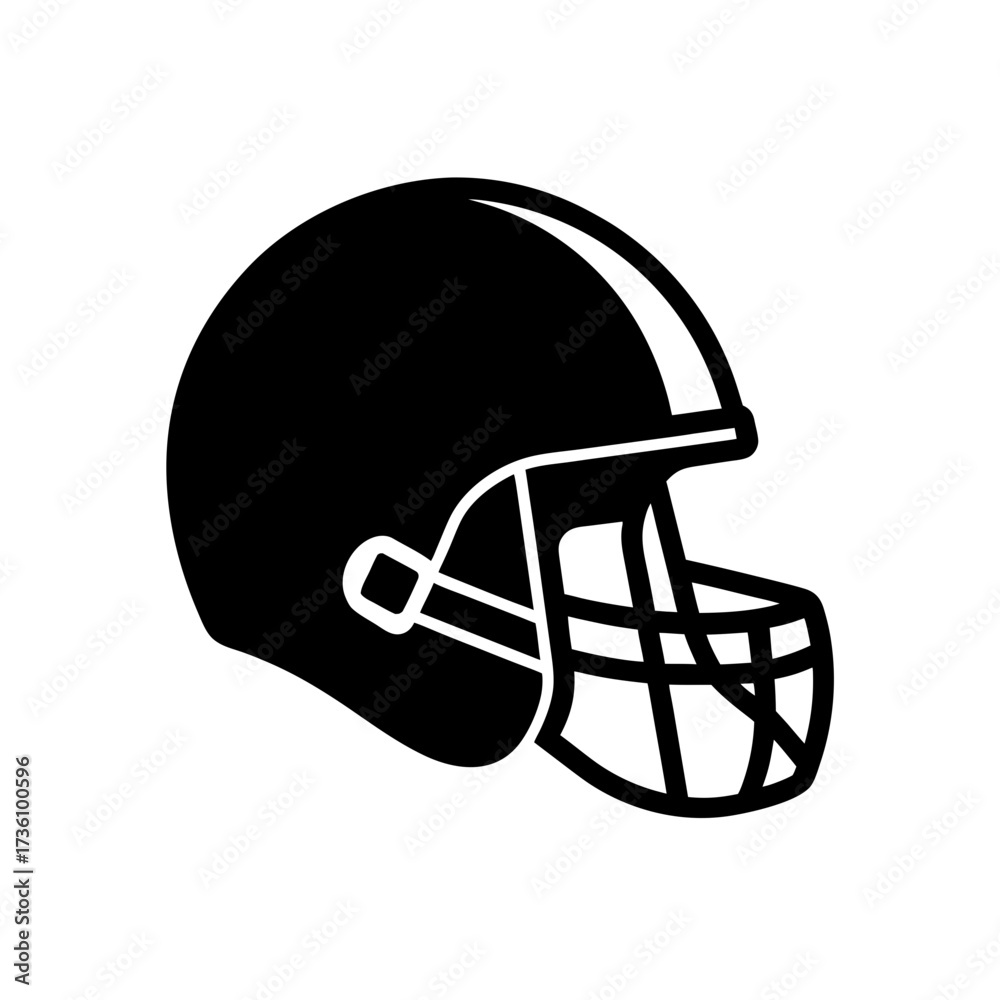 Naklejka premium football helmet icon black silhouette vector illustration on transparent background