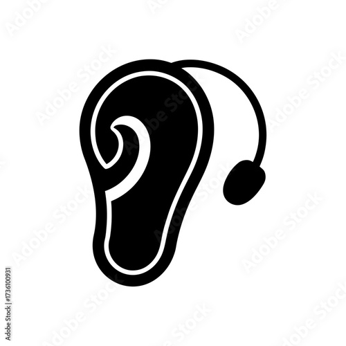 hearing aid icon black silhouette vector illustration on transparent background