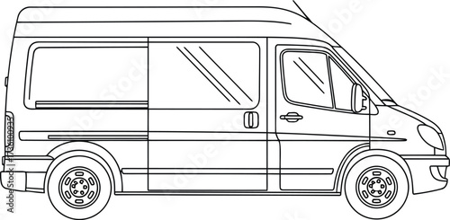 Line drawing camper van side view for customization and design vector