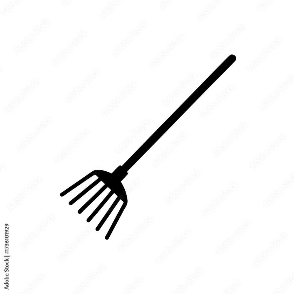 Naklejka premium rake icon black silhouette vector illustration on transparent background