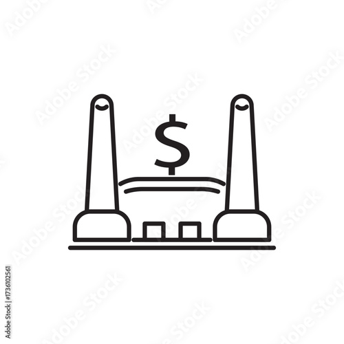 Line icon of a router with a dollar sign, symbolizing digital finance. Ideal for illustrating online banking, internet commerce, tech investments, and economic connectivity in websites and apps.