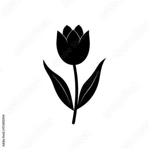 Wallpaper Mural tulip icon black silhouette vector illustration on transparent background Torontodigital.ca