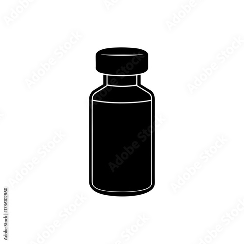 vaccine vial icon black silhouette vector illustration on transparent background