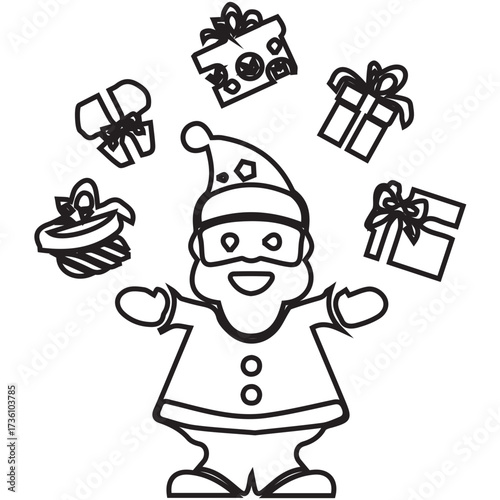 Jolly Santa Juggling Presents