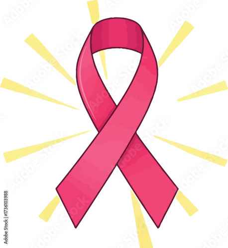Pink ribbon symbolizes breast cancer awareness campaign