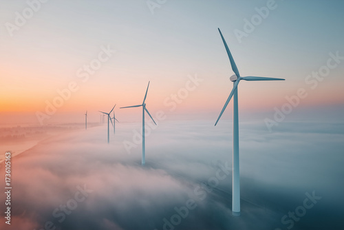 Wallpaper Mural Wind Turbines Rising Above Fog Torontodigital.ca