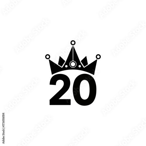 Royal crown on top of the number 20 logo.
