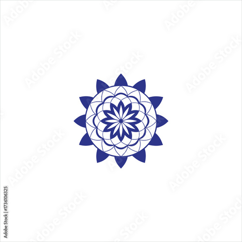 Minimalist circular mandala design with central motif