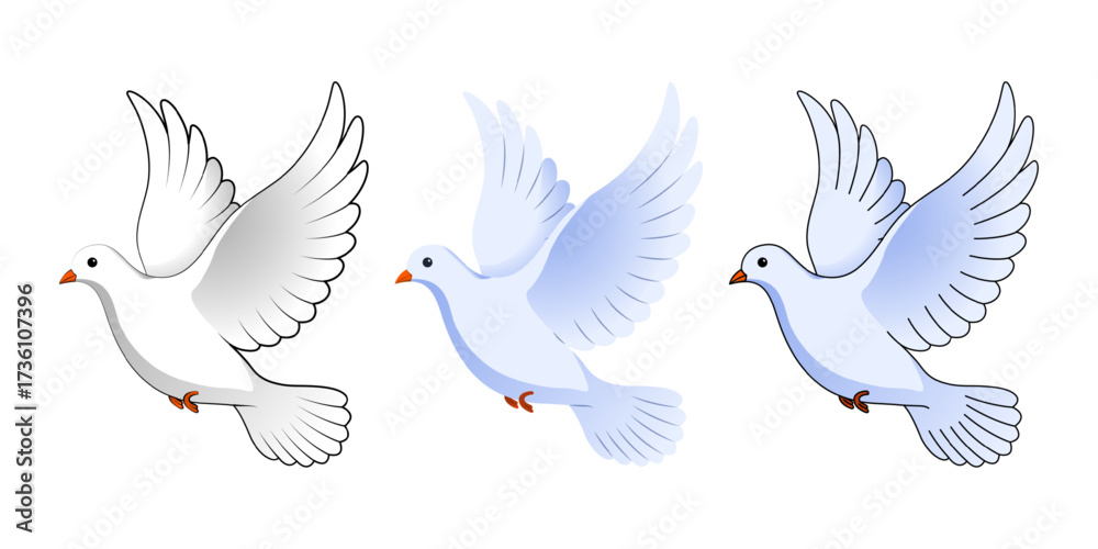 Fototapeta premium Vector illustration of Dove set on transparent background