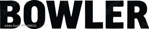 Bowler Typography Vector Featuring Bold Sans-Serif Uppercase Letters in Black and White Minimalist Line Art Style