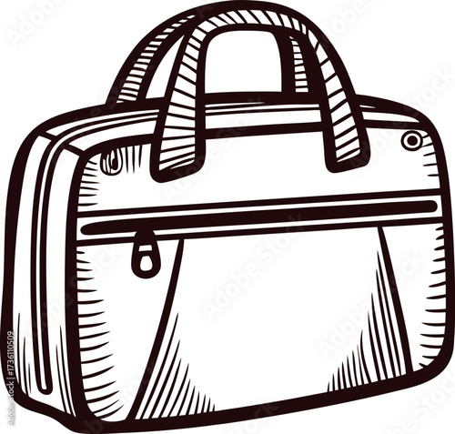 Hand drawn business briefcase illustration isolated on white background vintage sketch of office bag