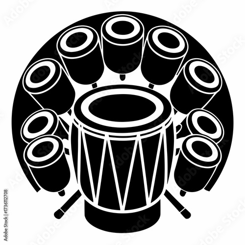 Drum Circles Spirit a simple vector clean black silhouette design white background