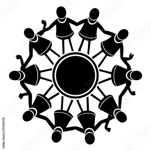 Drum Circles Spirit a simple vector clean black silhouette design white background