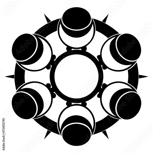 Drum Circles Spirit a simple vector clean black silhouette design white background