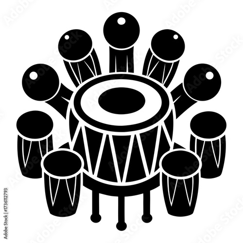 Drum Circles Spirit a simple vector clean black silhouette design white background