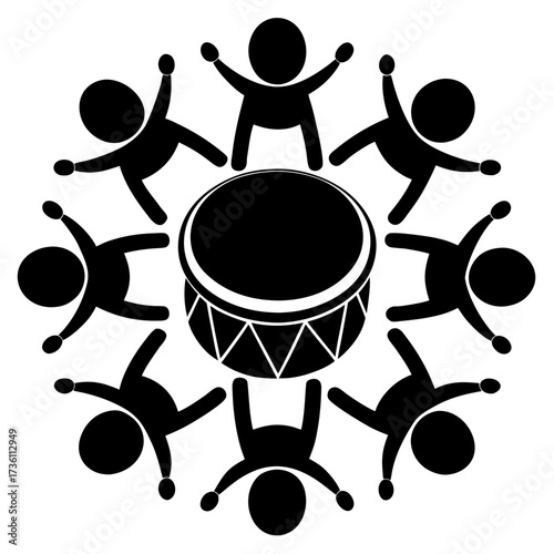 Drum Circles Spirit a simple vector clean black silhouette design white background