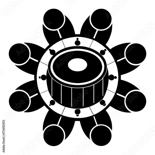 Drum Circles Spirit a simple vector clean black silhouette design white background