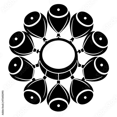 Drum Circles Spirit a simple vector clean black silhouette design white background