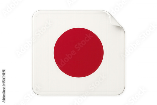 Free Download Japan flag square sticker with curled corner, showcasing japanese symbol and national identity on transparent background - GFXLoad