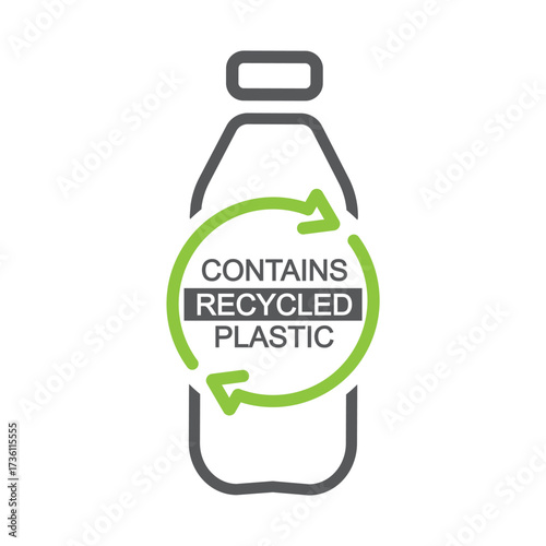 Recycle plastic bottle, - vector icon logo badge.