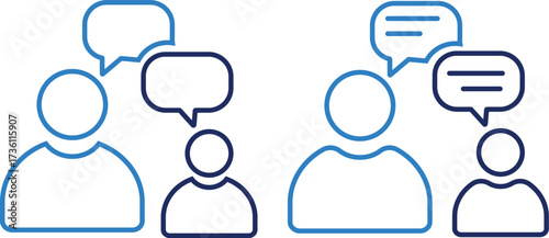 People talking icon set. Conversation and chat icon, chat or talk speech bubble icon
