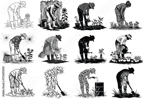 Gardening, Plants, Nature, Growth, Soil, Tools, Farmer, Garden, Flower, Vegetable, Harvest, Planting, Watering, Pruning, Green, Outdoor, Care, Cultivation, Agriculture, Lifestyle