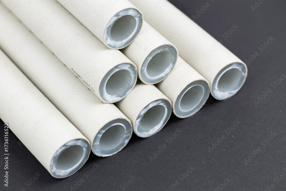 Fototapeta premium polypropylene pipes. pvc pipes for soldering close up