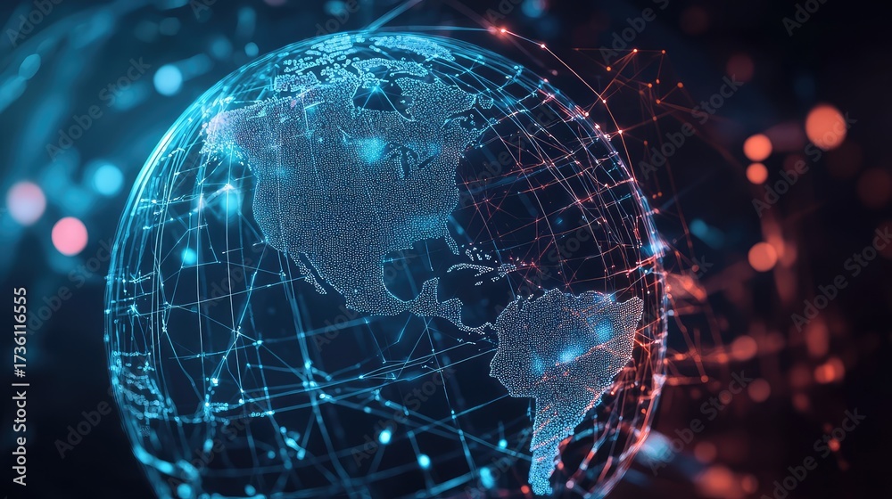 Obraz premium Global network connecting world data and digital communication