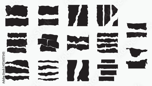 Collection of torn paper edge textures for graphic design and collage elements