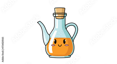 A kawaii bottle of cooking oil with a cute face.