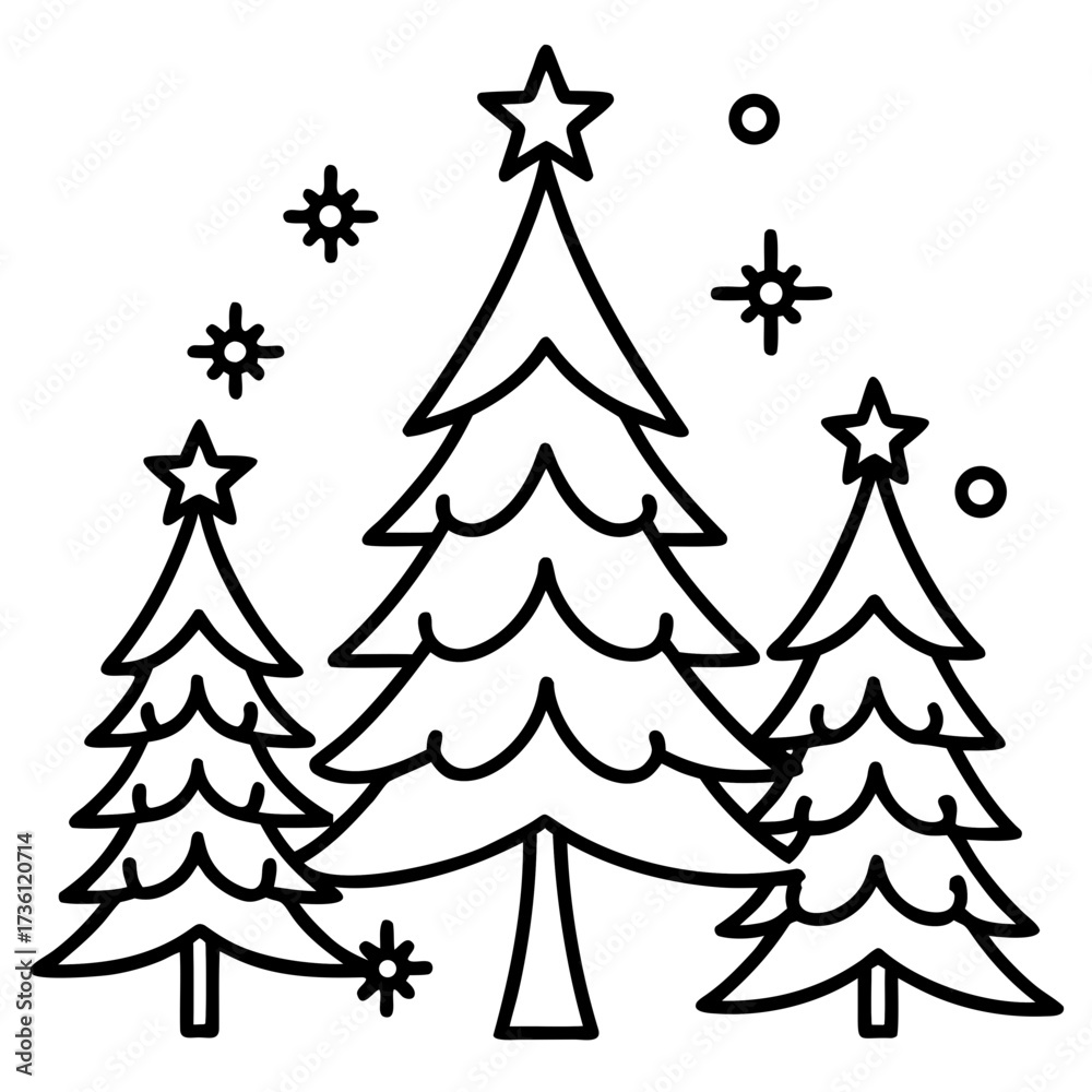 Obraz premium Christmas Tree Line Art Vector