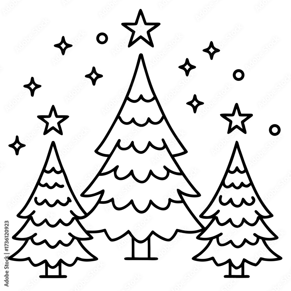 Obraz premium Christmas Tree Line Art Vector