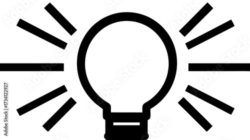 Glowing light bulb icon illustration, symbol of bright idea, innovation, solution, creativity, inspiration, and energy concept.