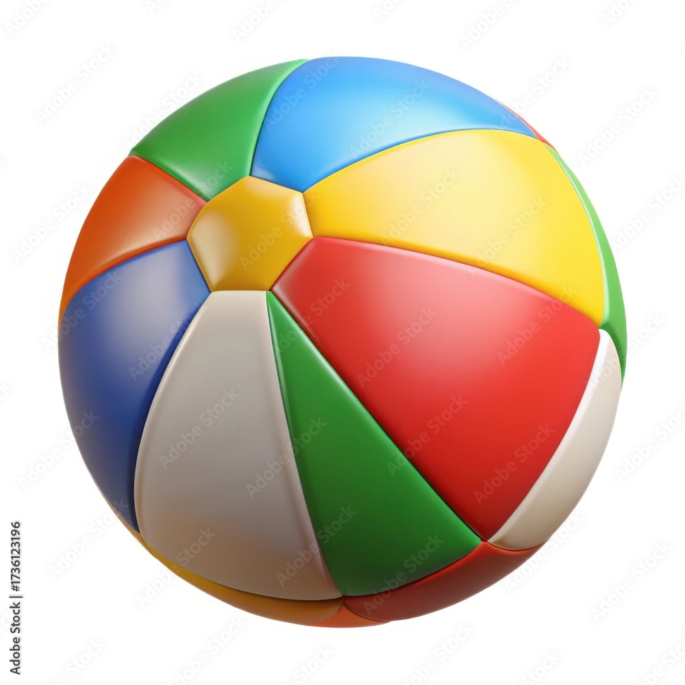 Fototapeta premium 3d colorful beach ball with vibrant panels