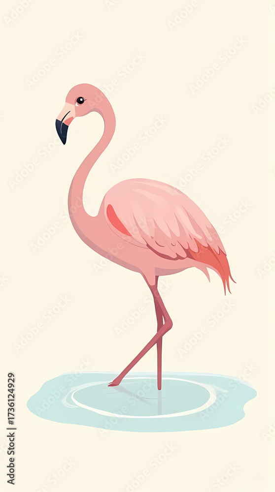 Obraz premium Elegant Flamingo Standing in Water with Pink Tones