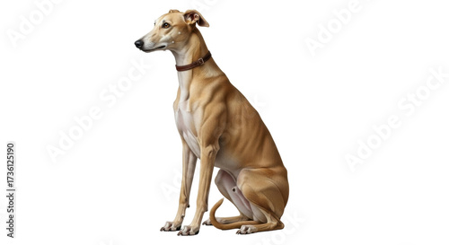 Tableau sur toile Isolated Italian Greyhound looking forward, sitting attentively, a fine art stud