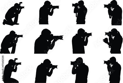 photographer, silhouette, camera, photography, lens, posture, stance, action, hobby, professional, creative, shooting, black, concept, collection, artistic, operator, focus, snapshot, capture