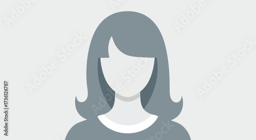A gray silhouette of a woman with shoulder length hair on gray background