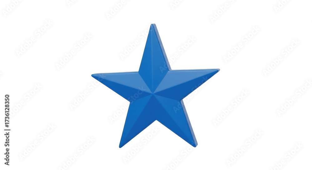 Obraz premium Isolated blue three-dimensional star shape; symbol of excellence, achievement, reward, rate
