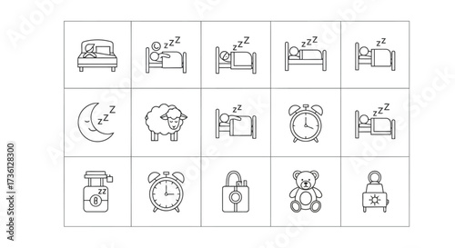Collection of sleep and bedtime icons