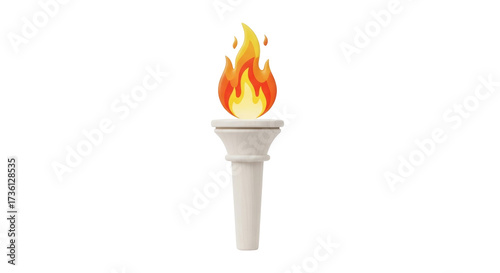 Isolated Olympic Flame Torch, burning bright for honor, celebration, and victory. Symbol of games