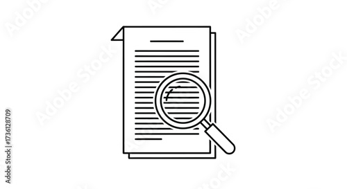 Magnifying glass over document, closeup view
