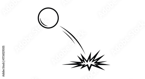 Ball bouncing in simple black and white design