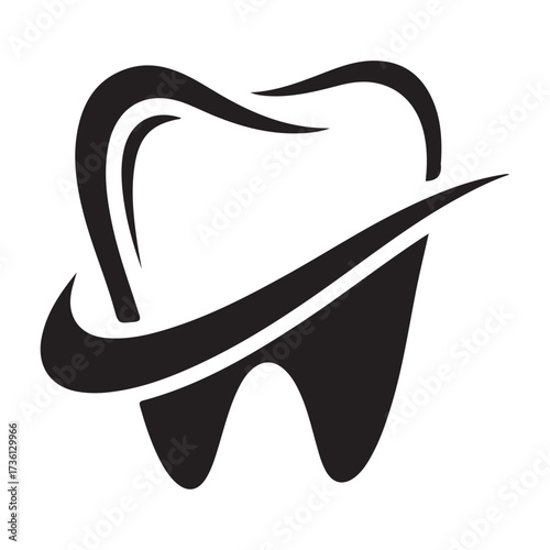 Tooth dental logo design on white background
