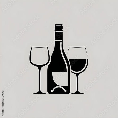Minimalist Wine Silhouette – Alcohol Bar Icon